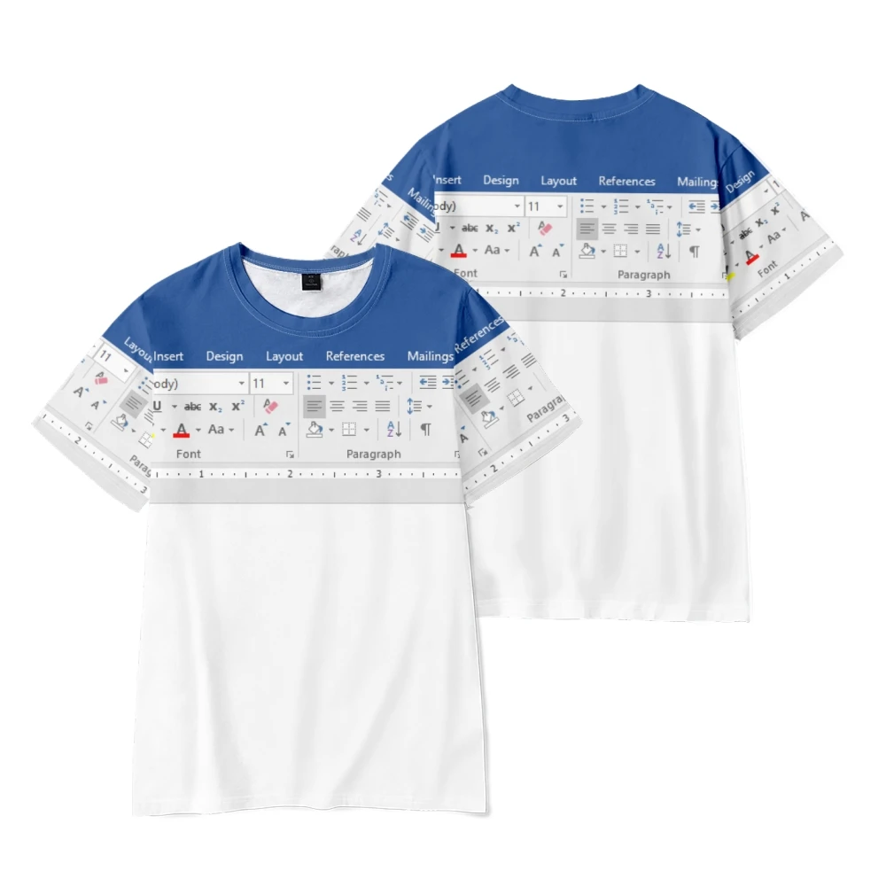 Casual Excel 3D Print T-Shirts Streetwear Men Fashion Harajuku Casual Oversized O-Neck Short Sleeved T Shirt Tee Tops Clothing