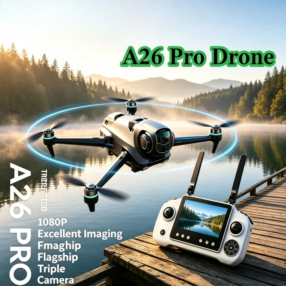 Original A26 Pro GPS Foldable FPV Drone 360° Obstacle Avoidance Brushless 8K Triple Camera 5G WiFi Optical Flow RC Quadcopter
