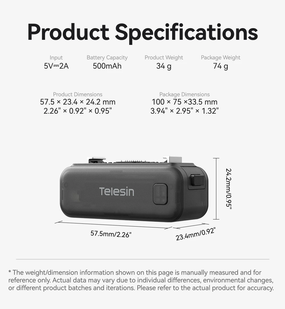 TELESIN 500mAh Battery Base for DJI Osmo Nano Charging Stand with Magnetic Quick Release Adapter for Osmo Nano Accessories