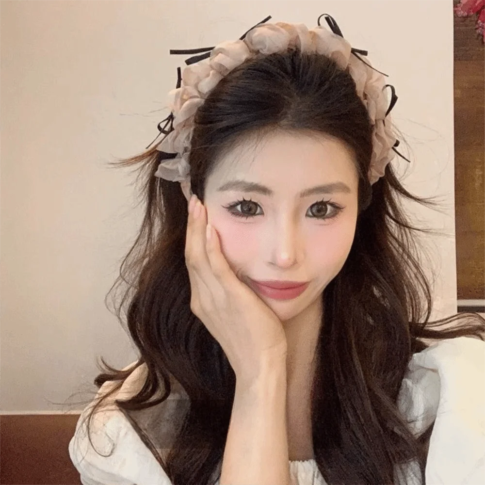 ที่คาดผมผู้หญิงแบบลูกไม้ตาข่าย ดีไซน์หรูหรา กันลื่น โบว์จีบ ถักเปีย พร้อมซี่หวีในตัว อุปกรณ์เสริมผม