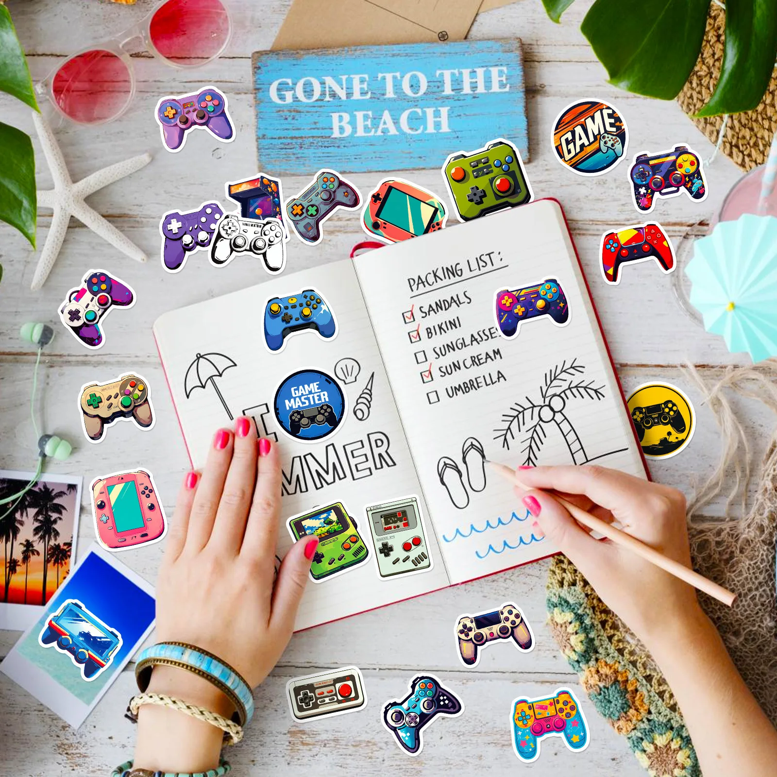50pcs Non-Repetitive Waterproof Game Controller Cartoon Stickers for Phone Laptop Skateboard Helmet Water Cup Decorative Decals