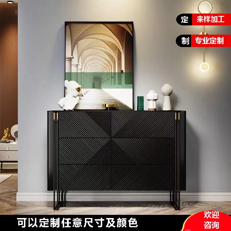 

Italian minimalist rock slab foyer porch cabinet six drawers locker custom solid wood dining side cabinet living room side cabin