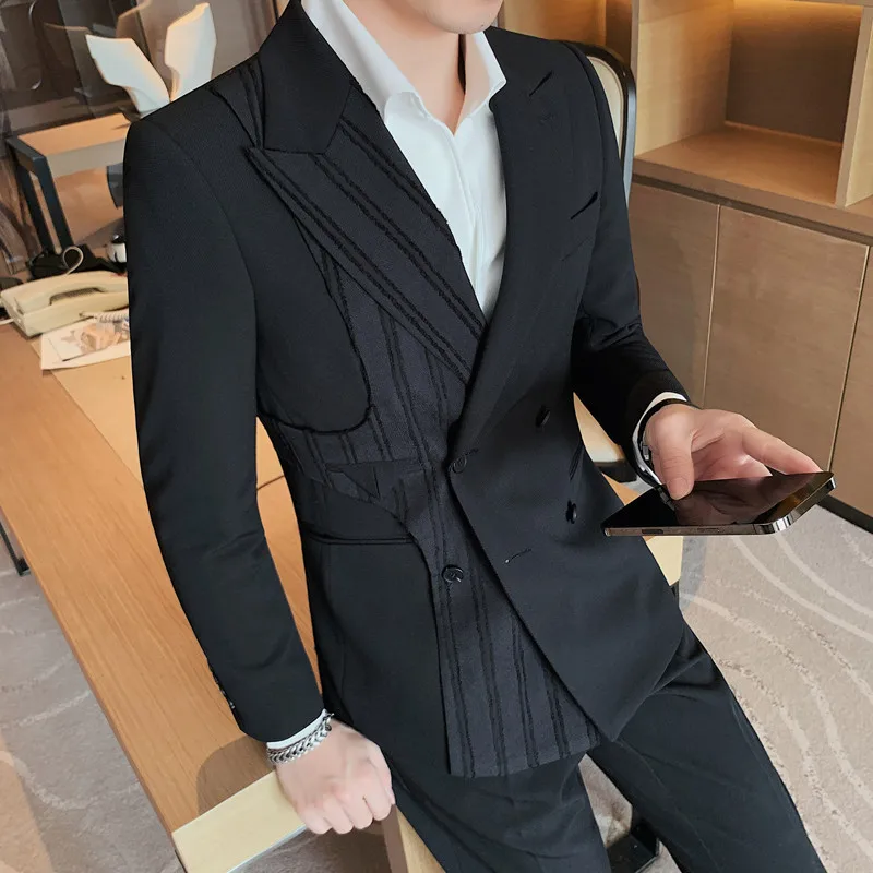 Jane-21  Autumn High Fixed Supply Men's Double-breasted Suit Jacket Business Show Host Suit Single West