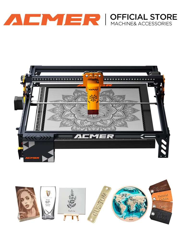 ACMER P1 S Pro Laser-Graviergerät 6W Leistung WLAN Offline-Steuerung DIY Blaulicht-Laserschneider Holzbearbeitungswerkzeuge Dioden-CNC-Maschine