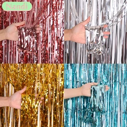 2M Rain Silk Curtain Birthday Wedding Scene Layout Holiday Party Background Wall Decoration Bright Rain Silk Door Curtain