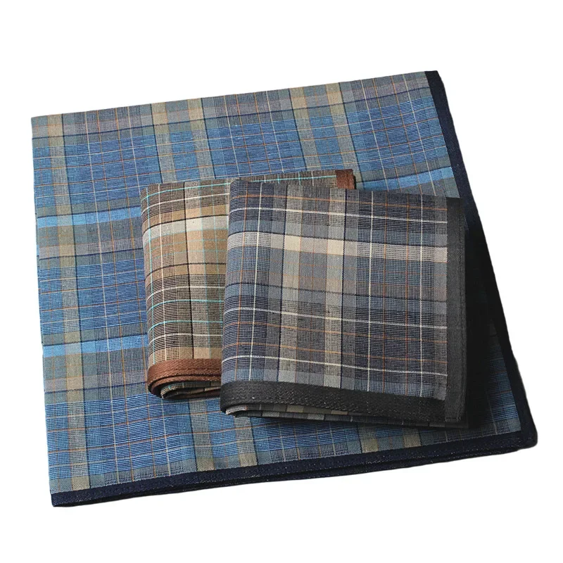 4pcs/lot Dark Plaid Handkerchief Cotton Handkerchief Classic Retro Handkerchief Bag Square Business Casual Chest Scarf