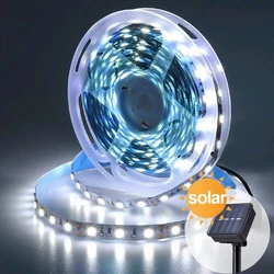 Outdoor waterproof solar LED light strip 5M for gardens, courtyards,fence decoration,warm/white light illumination strip