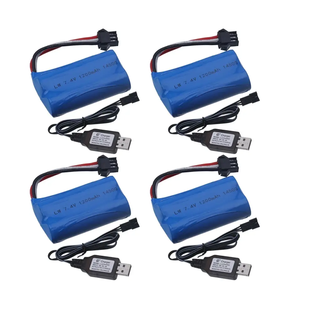 SM-3P 7.4V 1200Mah Li-Ion Batterij 14500/Usb Voor Elektrisch Speelgoed Water Kogel Pistool 7.4V 2S Batterij Voor Rc Speelgoed Auto 'S Tanks Robots