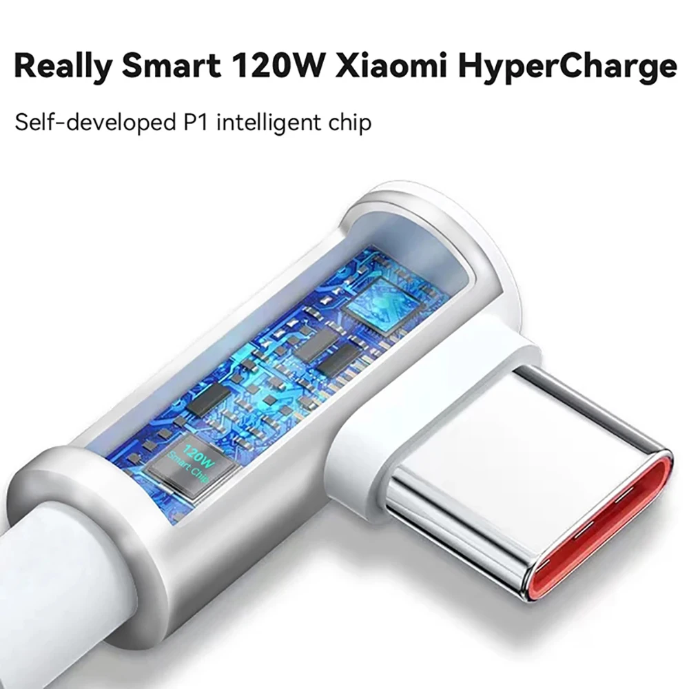 120W USB To Type C Cable Fast Charging 90 Degree Elbow USB Type C Wire for Xiaomi 13 14 15 Ultra Redmi Note 12 13 14 Pro POCO
