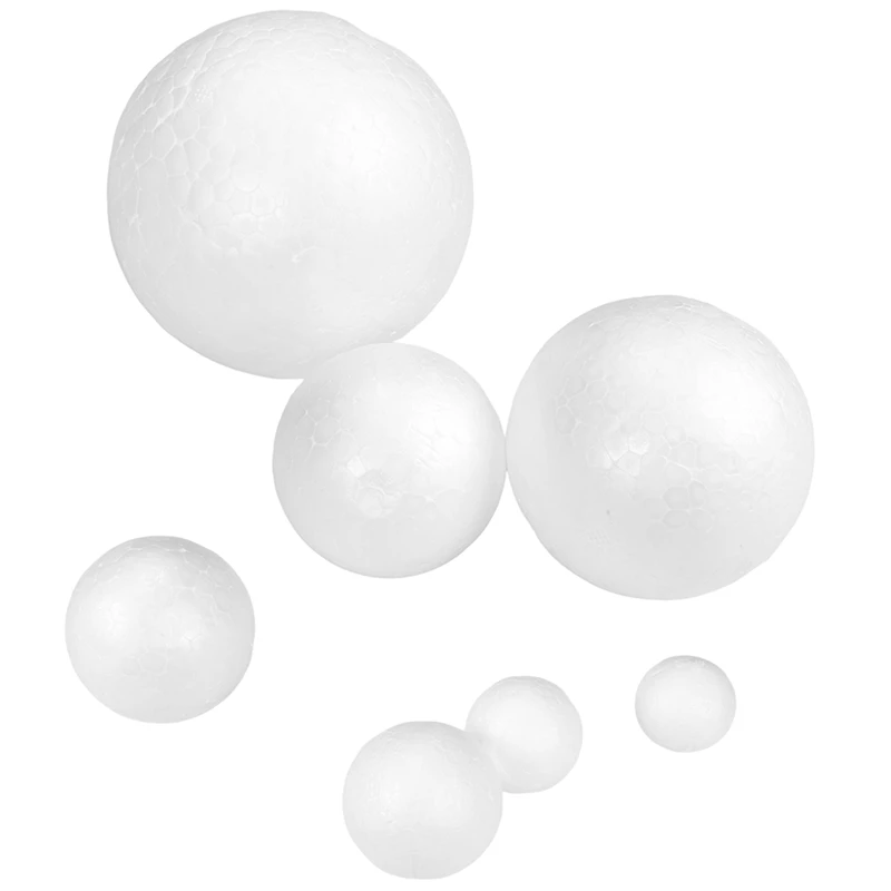 FBIL-130 Pack Craft Foam Balls, 7 Sizes Including 1-4 Inch, Polystyrene Smooth Round Balls, Foam Balls For Arts And Crafts