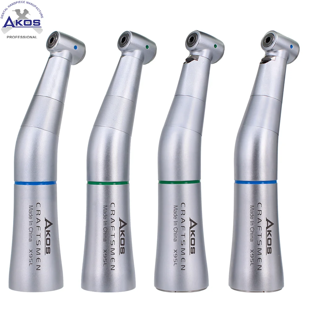 Dental Low Speed Handpiece Contra Angle 1:1 4:1  KV E20L Type With / None Optic Fiber Head Blue Rings Green Rings