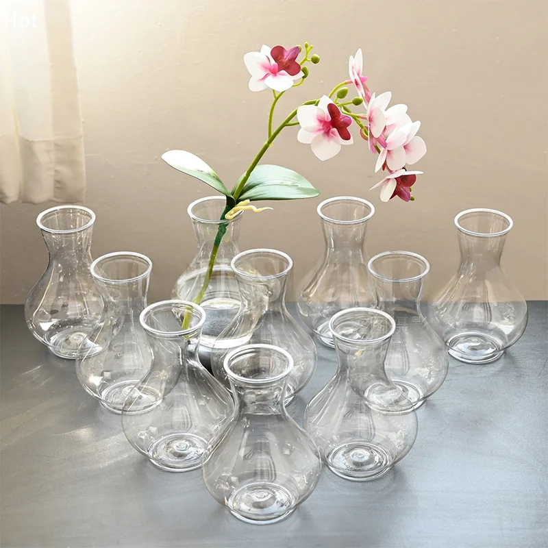 For Wedding Banquets, Festivals And Home Table Decoration Plastic Striped Vases Transparent Vases Large-bellied Vase