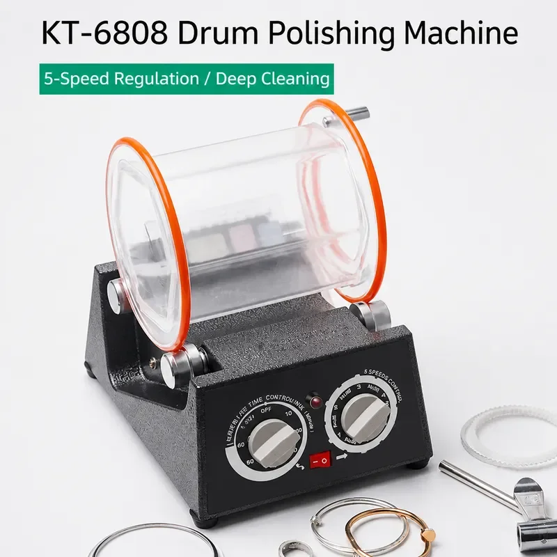Rotary Tumbler Polishing Machine Mini Drum Polisher Jewelry Stone Grinding Metal Finishing Hardware Cleaning Tool
