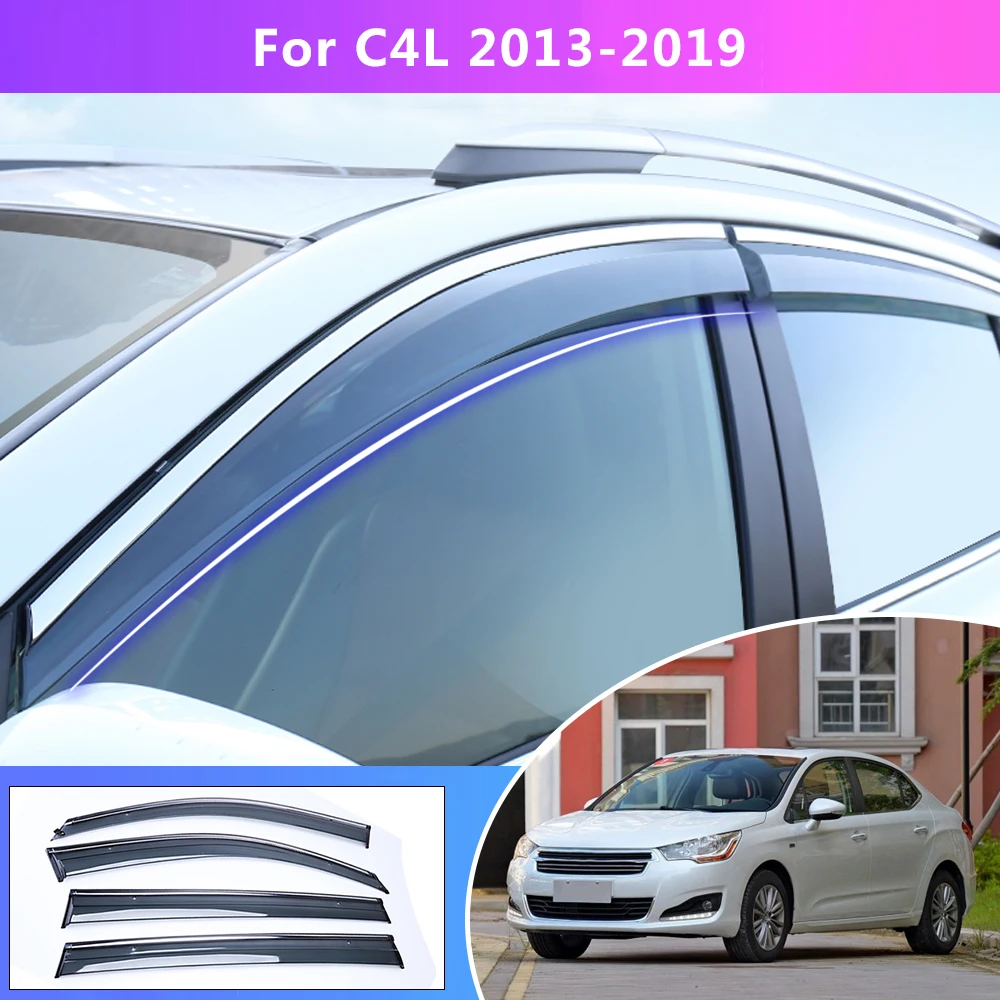 For Citroen C4L 2013 2014 2015 2016 2017 2018 2019 Window Weather Shield Sun Rain Deflector Guard Car Styling Auto Accessories