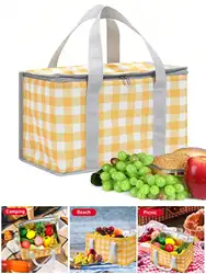 1pc Insulated Picnic Bag Cooler Beach Bag Cooler Bags Outdoor Camping Picnic Basket