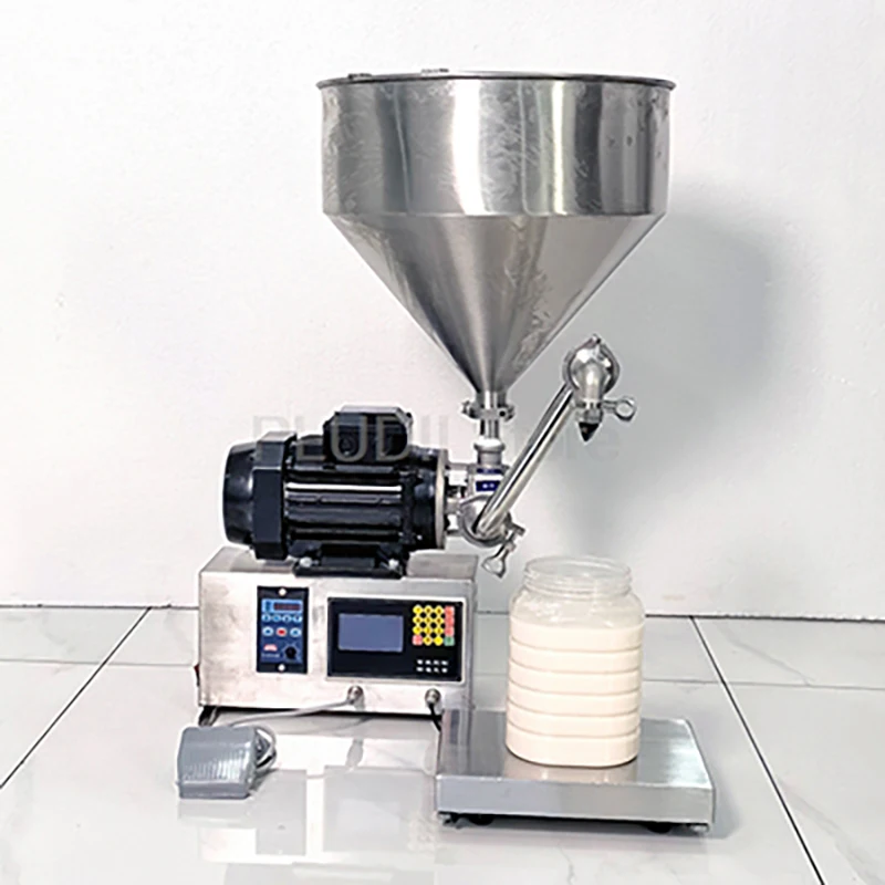 Viskose Flüssigkeitsfüllmaschine mit Wiegesystem für Partikel mit Marmelade, Saucenpaste, automatische Dosiermaschine in Lebensmittelqualität
