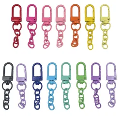 10pcs/lot Keyring Lobster Clasp Spring Buckle With Chains Colored Keychains For DIY Jewelry Making Key Ring Hooks Bags Buckle