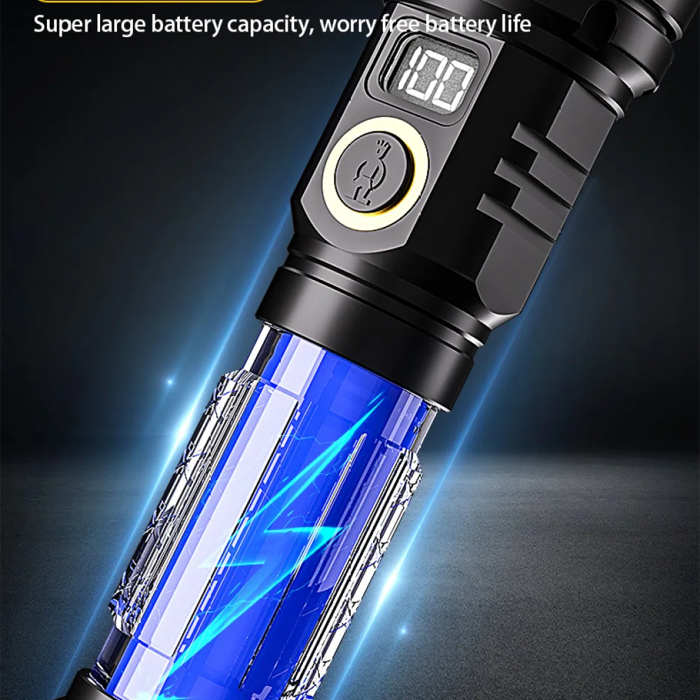 High Power Tactical Flashlight Rechargeable Led Torch Portable Super Bright Zoomable Waterproof Search Light For Camping Outdoor