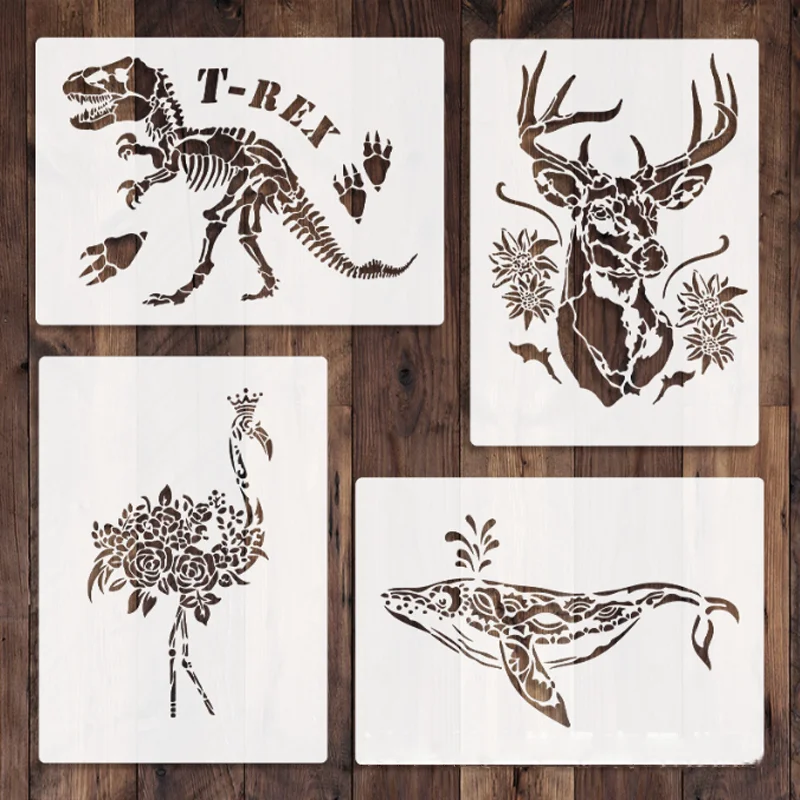 

21*29.7cm Dinosaur Flamingo Elk Whale Stencils DIY Layering Wall Scrapbook Coloring Embossing Decorat Graffiti Painting Template