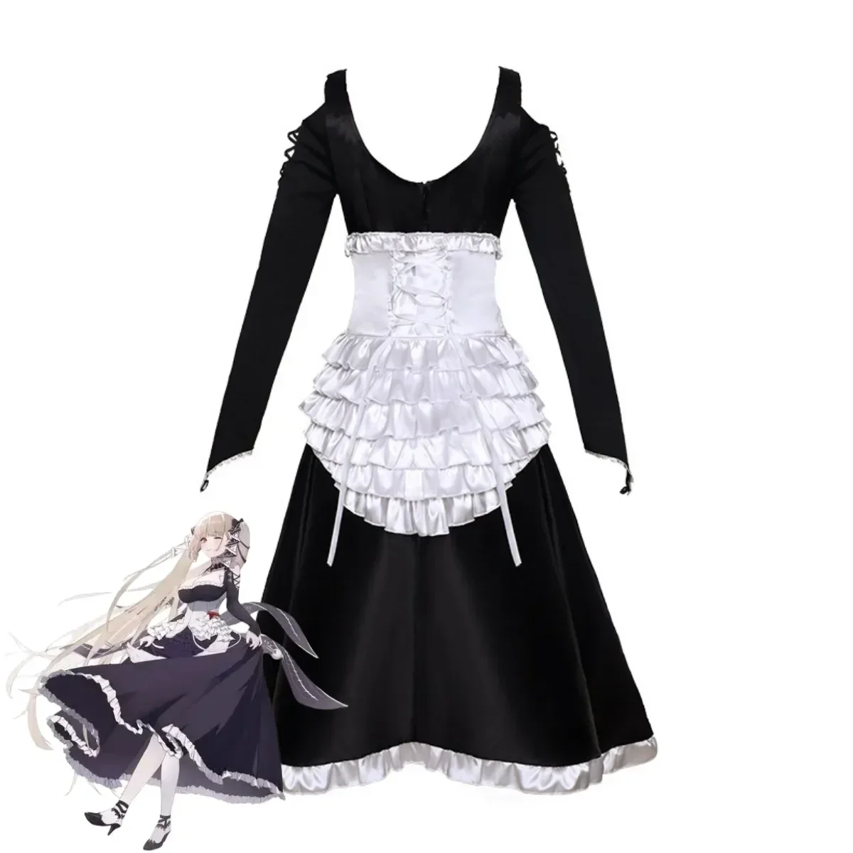 

Black White Maid Dress Lolita Skirt Woman Cute Christmas Suit Anime Game Azur Lane HMS Formidable Cosplay Costume QWRE Hot