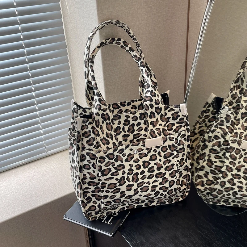 

Large Capacity Leopard Print Shopping Bag, Large Capacity Casual Versatile Shoulder Bag Retro Printed Tote Bag Un Sac Épaule