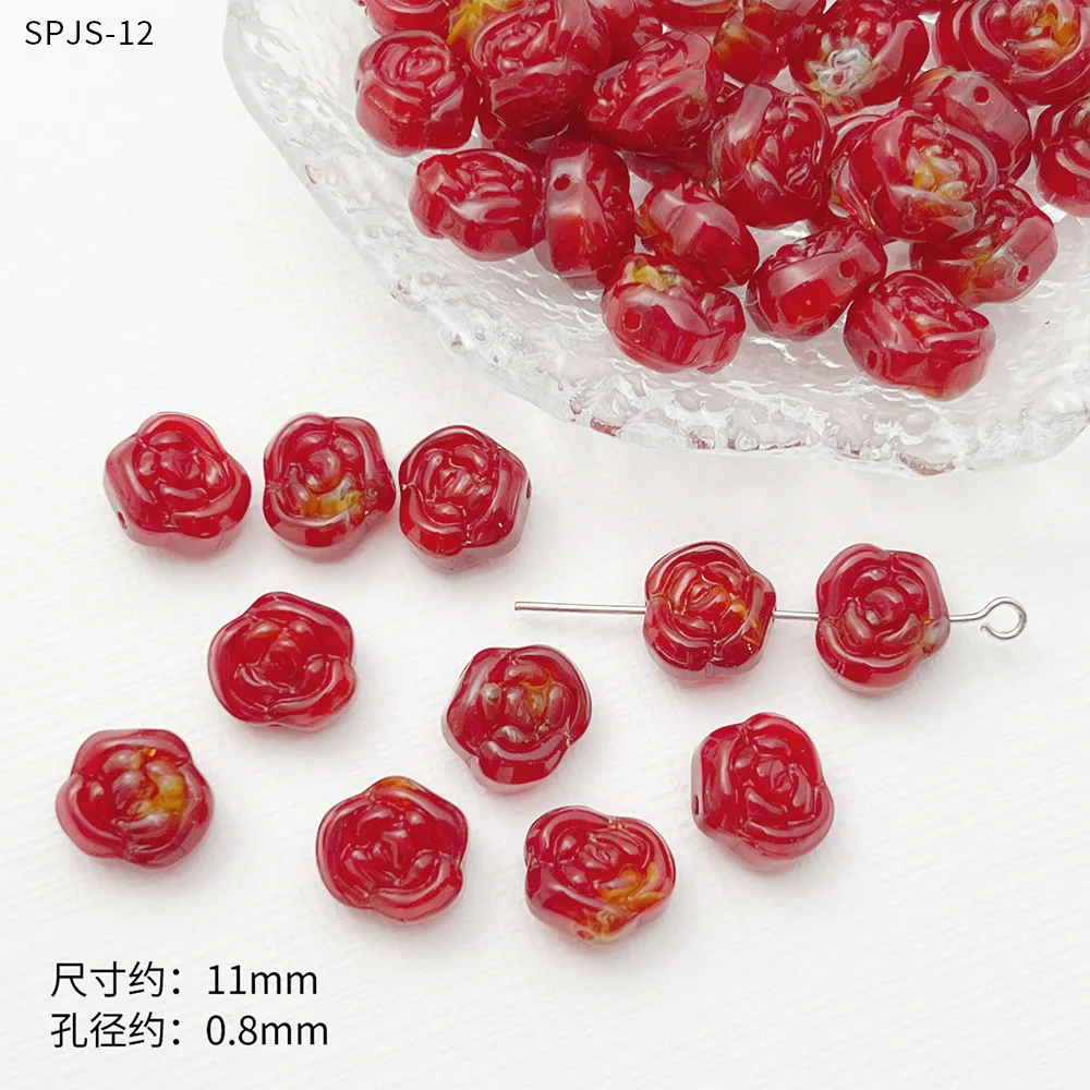 10 sztuk 11mm nowy kolorowy kształt kwiatu Lampwork szklane luźne koraliki Lot do tworzenia biżuterii DIY bransoletki rzemiosło ustalenia — zdjęcie 6