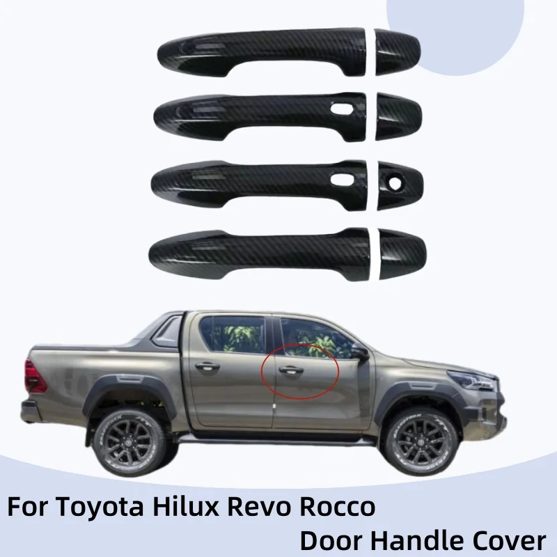 Car Stickers Door Handle Cover For Toyota Hilux Revo Rocco Car Accessories Exterior Components Decorate Trim Paste Style