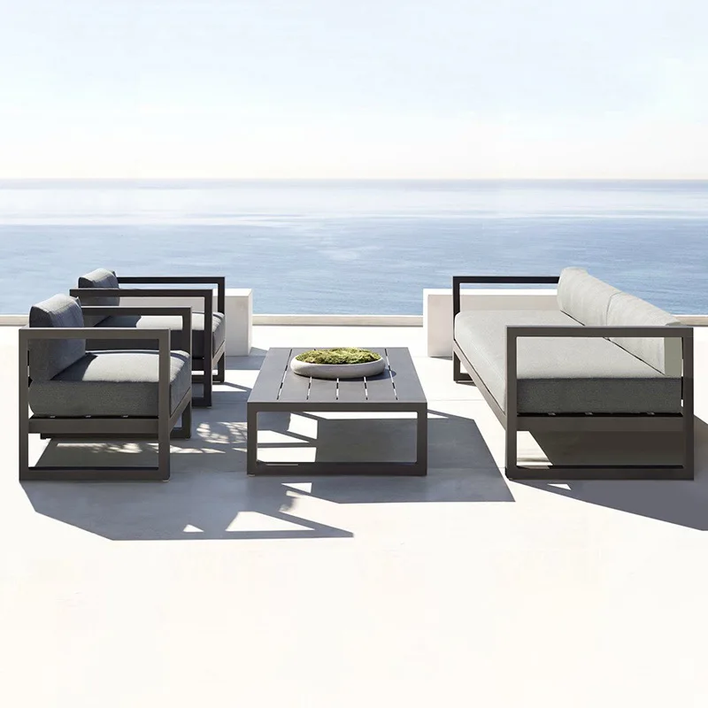 qw-Outdoor Sofa Garden Outdoor Garden Sun Room Outdoor Sunscreen Waterproof Furniture Aluminum Alloy Leisure Sofa Combination%