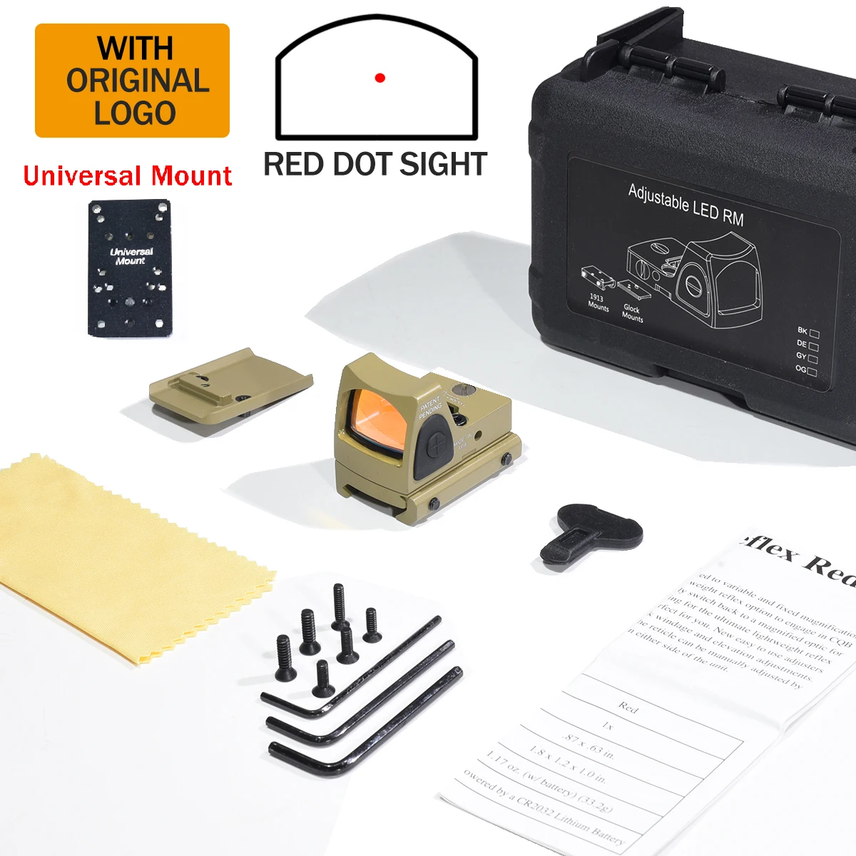 Hot Sale Tactische RM Red Dot Sight Optische Reflex Sight Airsoft Holografische Schietkijker met Gl*ck Montagebasis