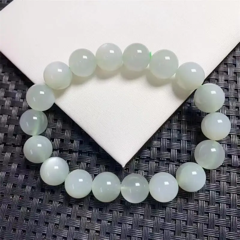 11MM Natural Green Moon Stone Bracelet Women Fashion Sweet Reiki Healing Energy Strand Girls Jewelry Gift 1PCS