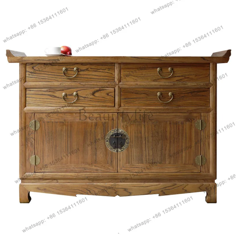

New Chinese-style solid wood porch cabinet, elm storage, dining side cabinet, living room partition, table table