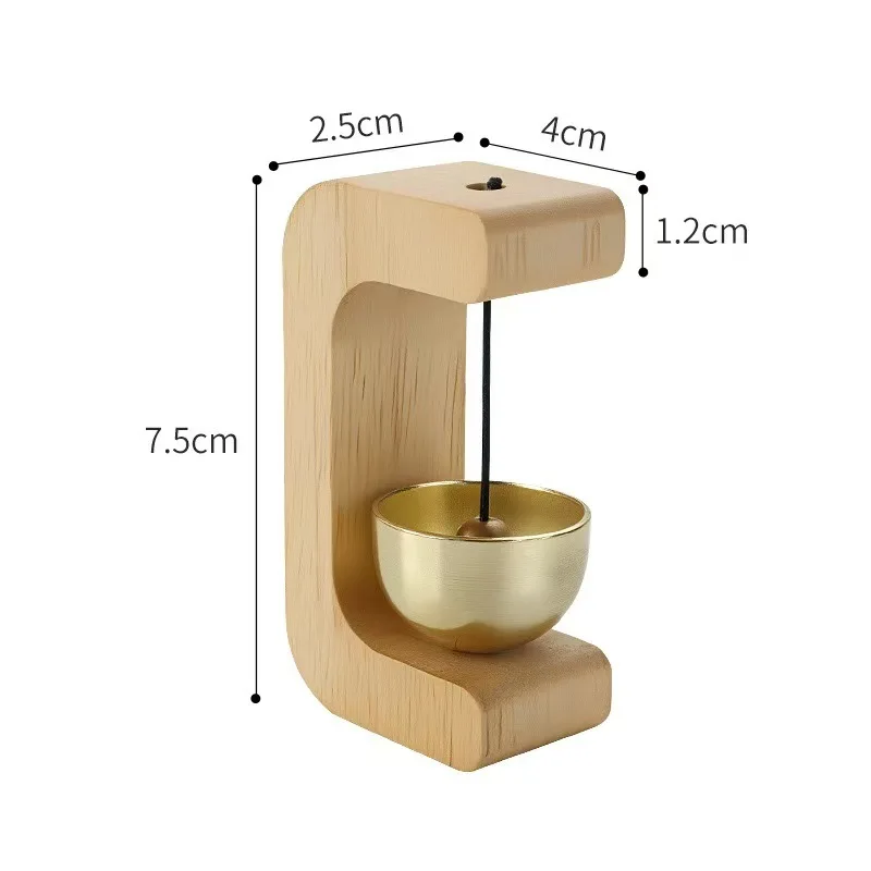 Dopamine Wooden Door Bell Magnetic Suction Copper Chime Household Entry Reminder Windbell Shop Gate Opening Decorative Bell