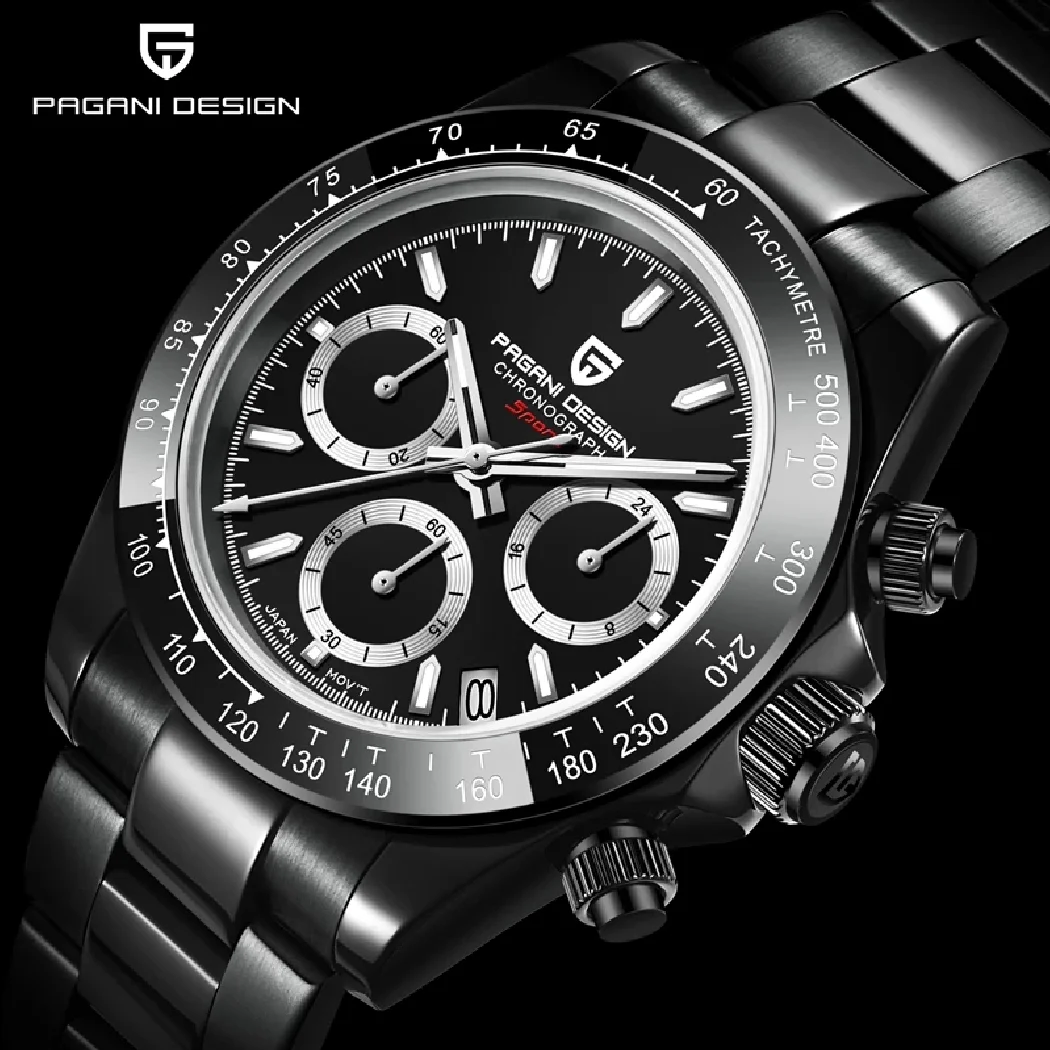 PAGANI DESIGN Top Brand Men's Sports Quartz Watches Sapphire Stainless Steel Waterproof Chronograph Clock Mans Relogio Masculino