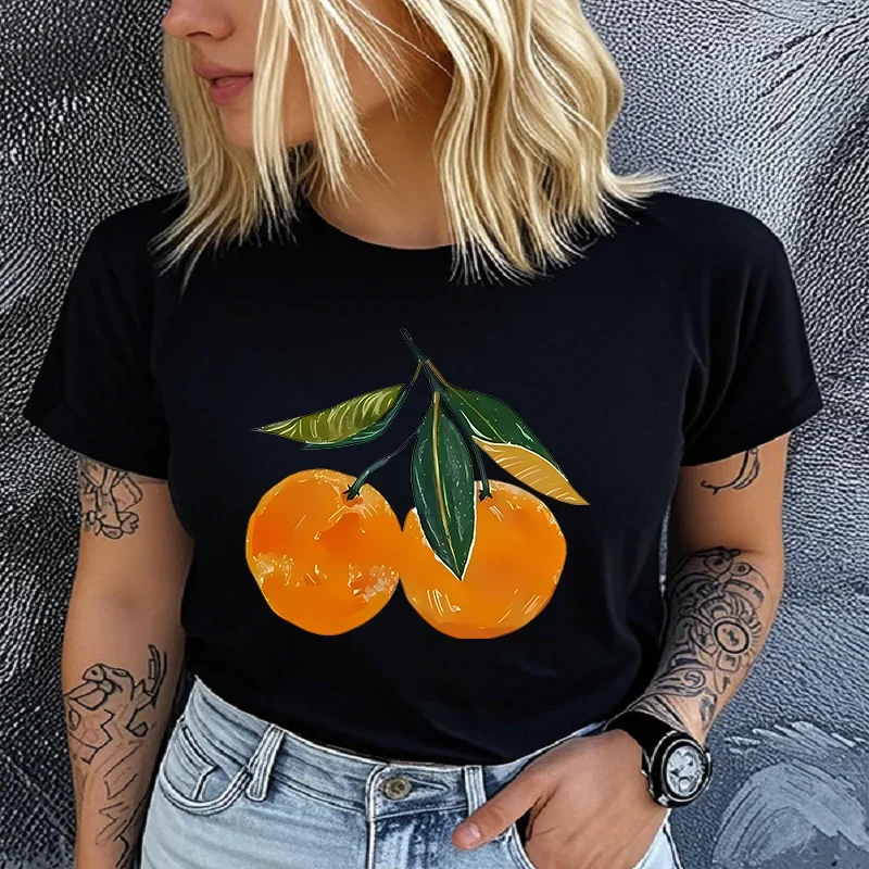 New Best-selling Fruit Graphic Printed Women Tee Comfy Harajuku Breathable Round Neck Short Sleeve Women Summer Casual Daily Tee