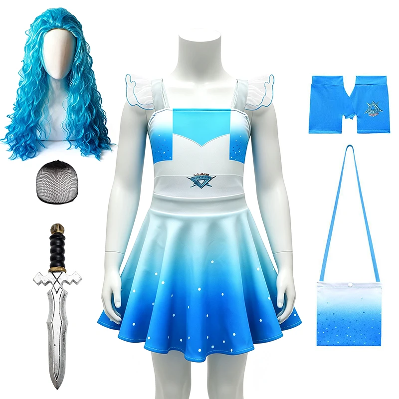 Descendants Princess Chloe Fancy Girls Dress Halloween Cosplay Party Masquerade Children's Costume Xmas Carnival Kids Clothes
