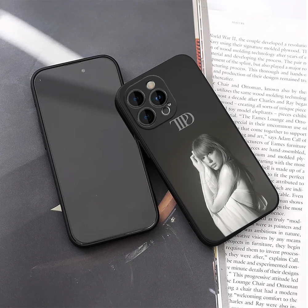 Singer T-Taylor TTPD S-Swift Phone Case for iPhone 12 11 13 14 15 16 Max Pro Plus Black Soft Silicone Cover