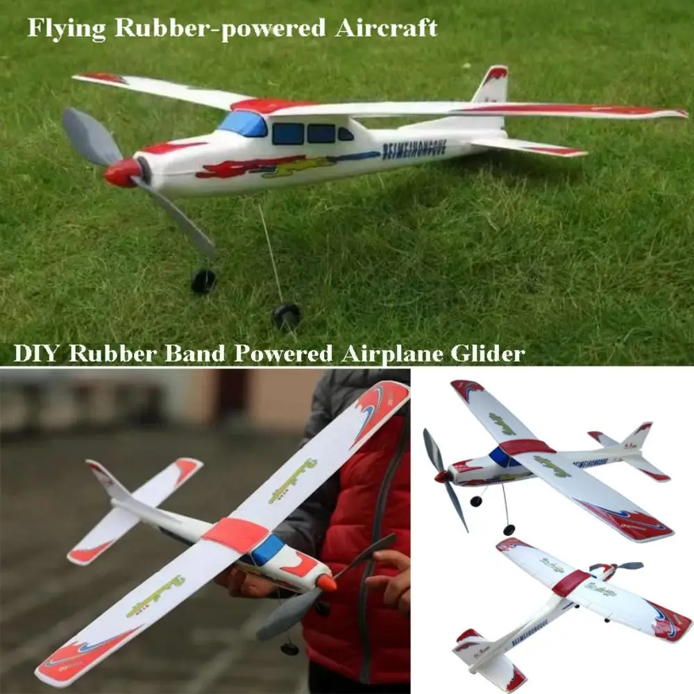 

DIY Rubber Band Powered Airplane Rubber-powered 410*515*210mm Outdoor Science Popularization Red&White