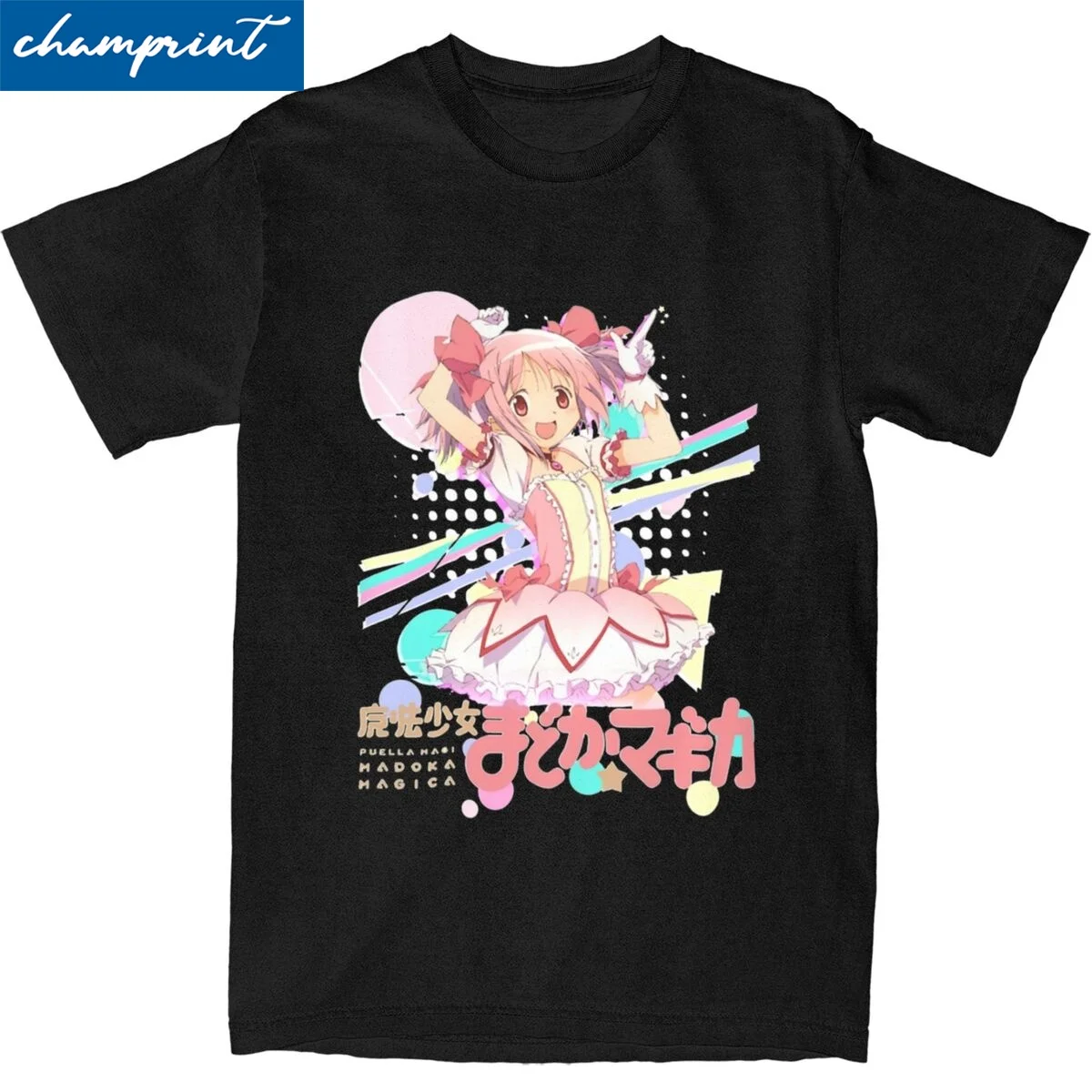 マドカマジカ-メンズとレディースのパテラキャミTシャツ,綿100%,半袖,ラウンドネック,アニメの女の子,カジュアル,新しいコレクション,y2k