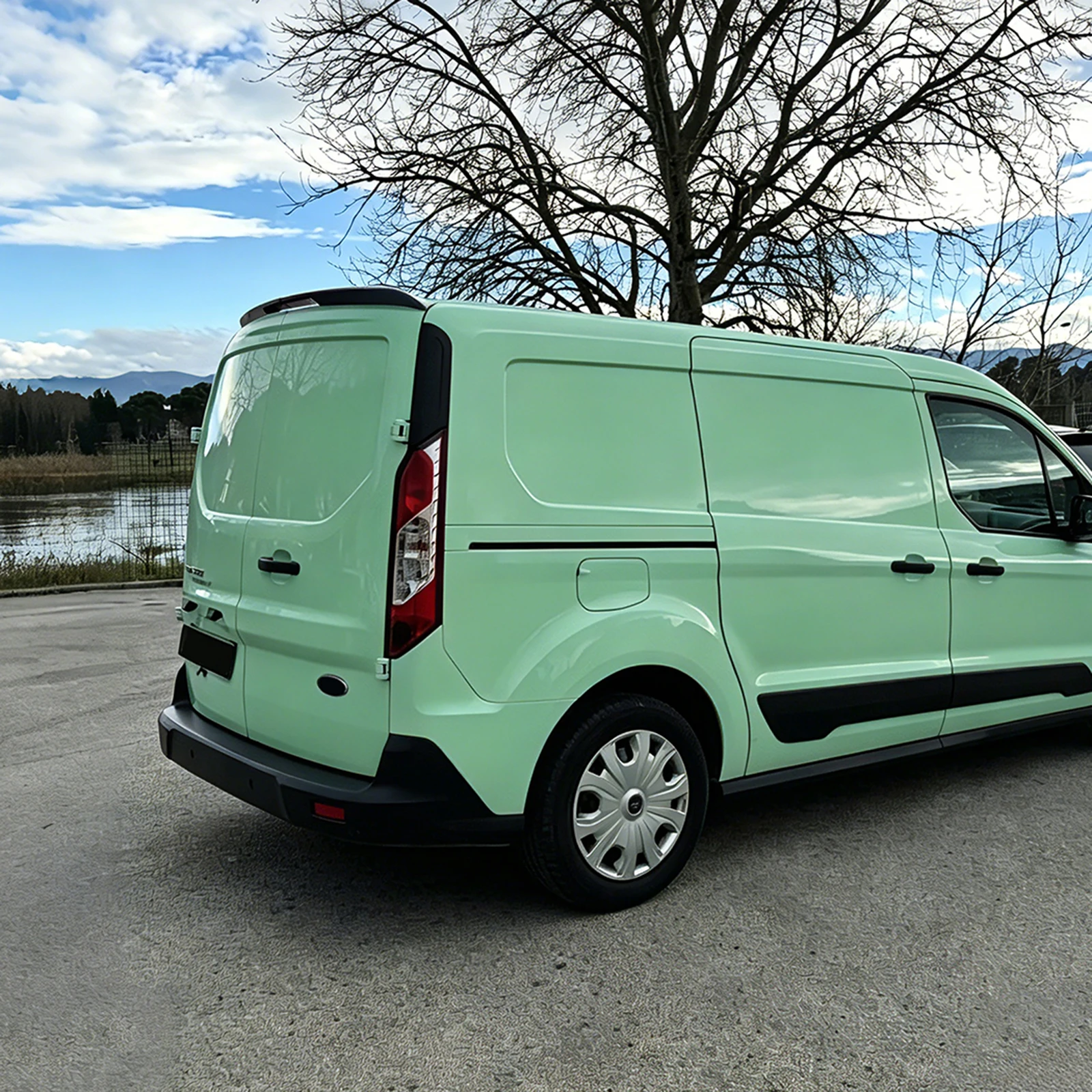 Carbon Fiber Look/Gloss Black Rear Trunk Lid Spoiler Wing Lip For Ford Transit Connect/Tourneo Connect 2013-2021 Double Door