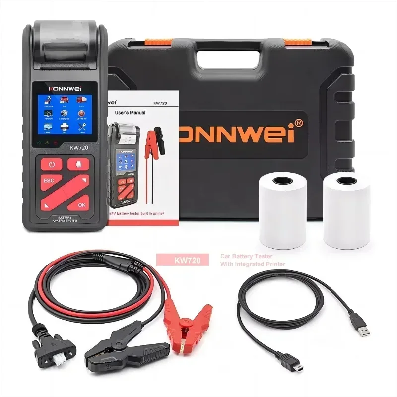 

KONNWEI KW720 Motorcycle Car Truck Battery Tester Built-in Printer 6V 12V 24V Automotive Load with