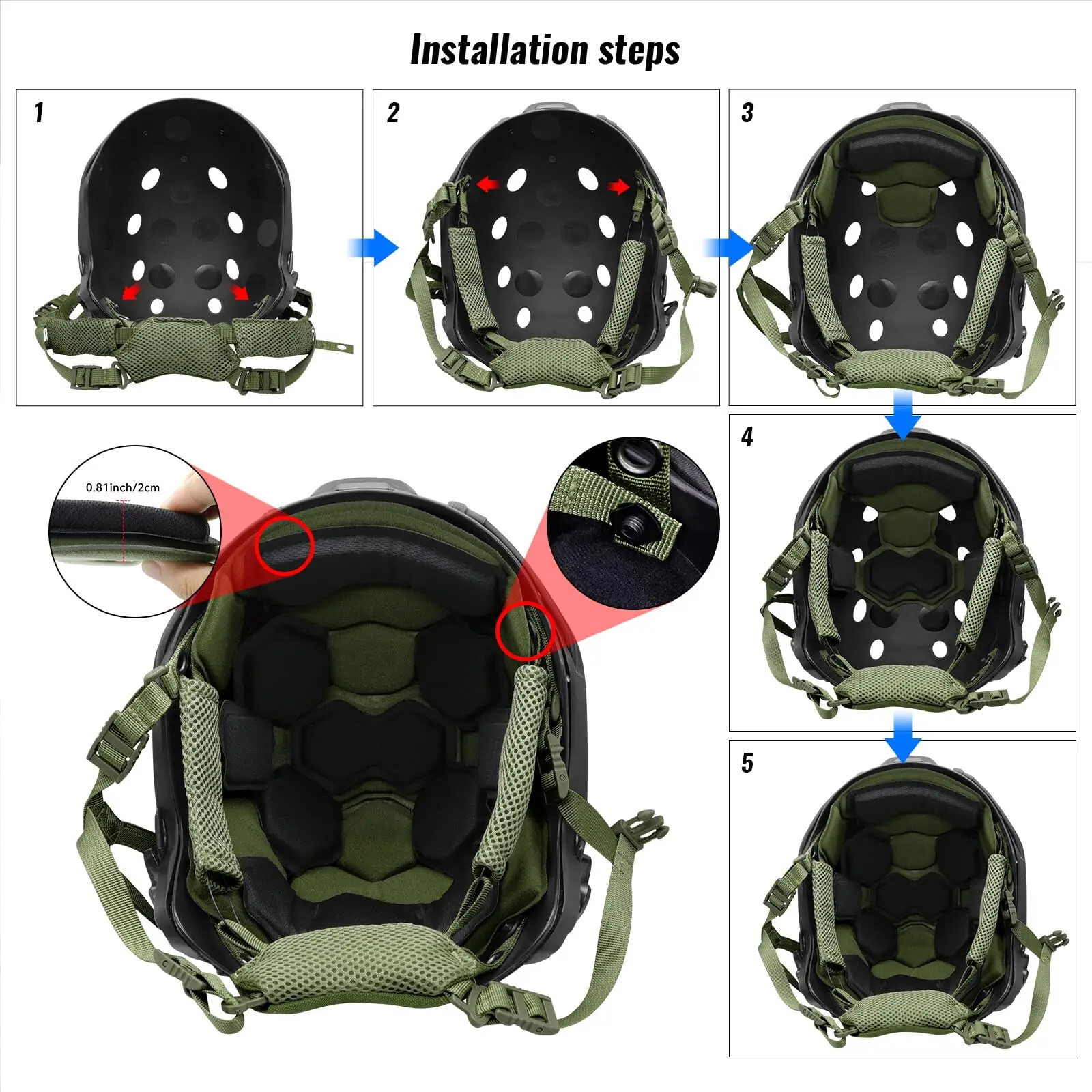 Tactical Helmet Pads & Helmet Chin Strap Replacement, Replacement Helmet Accessories Kits for Team Wendy, Outdoor Hunting Gear