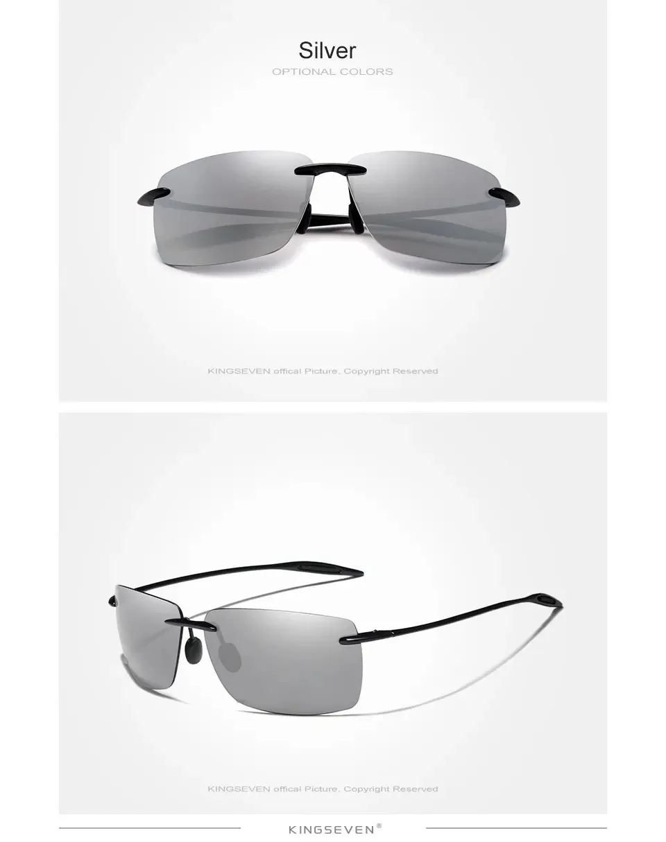 KINGSEVEN Randlose Sonnenbrille Polarisierte Rechteck Mode Beliebte UV400 Frauen Männer Kleine Quadratische Gläser Weiblich Männlich Sommer Brillen – Detail 7