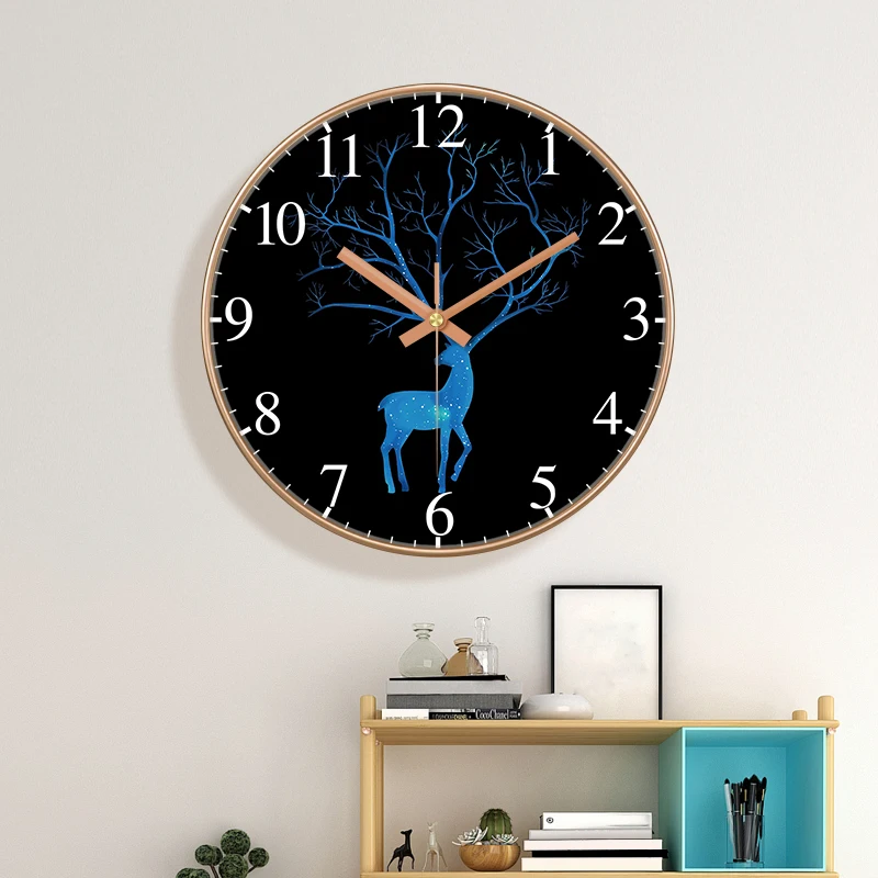 Simple Quartz Wall Clock Deer Forest Series Clock For Living Room Nordic Home Decor Creative Clock 8/10/12 Inch