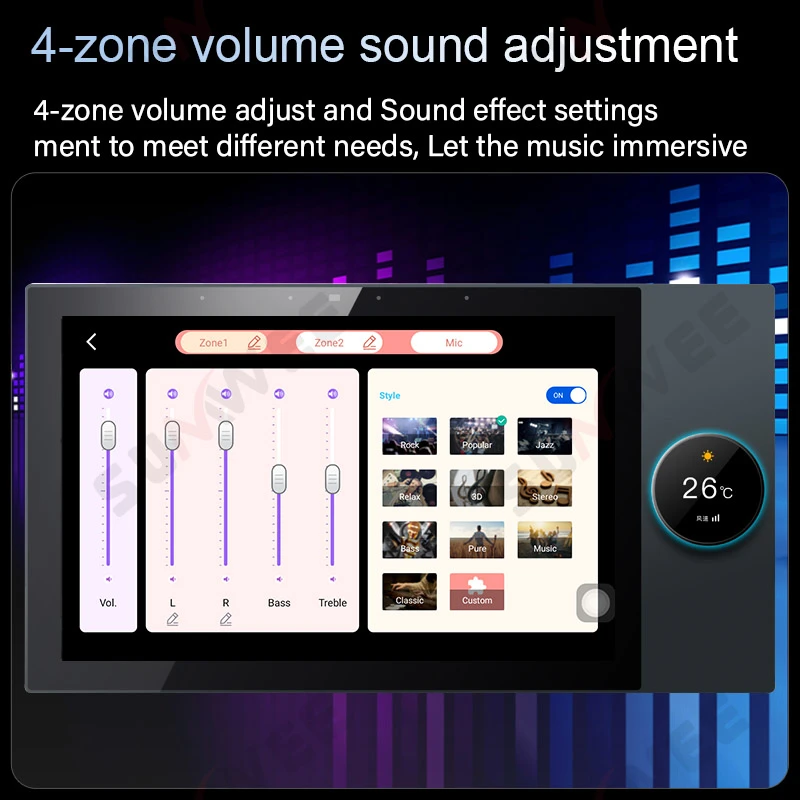 10 "TUYA نظام الصوت المنزلي الذكي بوابة زيجبي 2 منطقة الصوت في الجدار مكبر للصوت واي فاي بلوتوث مشغل موسيقى لوحة التحكم الصوتي