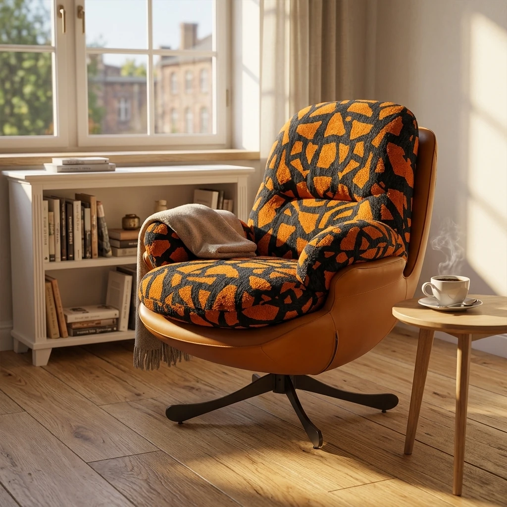 Modern luxury leather single sofa chair, minimalist design, lightweight, suitable for dining or leisure activities
