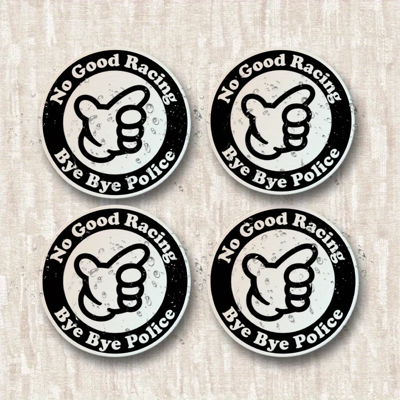 "4 pegatinas 'No Good Racing Bye Bye Police", aptas para equipaje, fundas para tabletas, casco y decoración temática de estilo de coche"