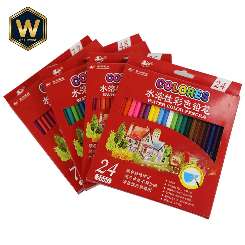 For Jinma Academy Series Water-Soluble Colored Pencils 24 36 48 72 Colors Professional Art Drawing Paper Box Pack