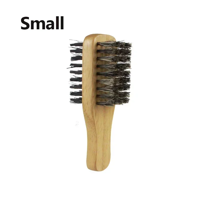 1 Stuks Mannen Varkenshaar Borstels Natuurlijke Houten Golfborstel Voor Mannelijke Baard Haarborstel Dual-Purpose Dubbelzijdige Baard borstel S/M/L