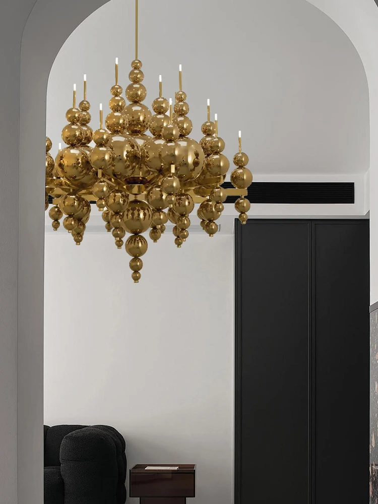 Black /White Gourd Castle Chandeliers Large Iron Art Pendant Light for Living Room Foyer Lustres Luxury Home Ceiling Decoration
