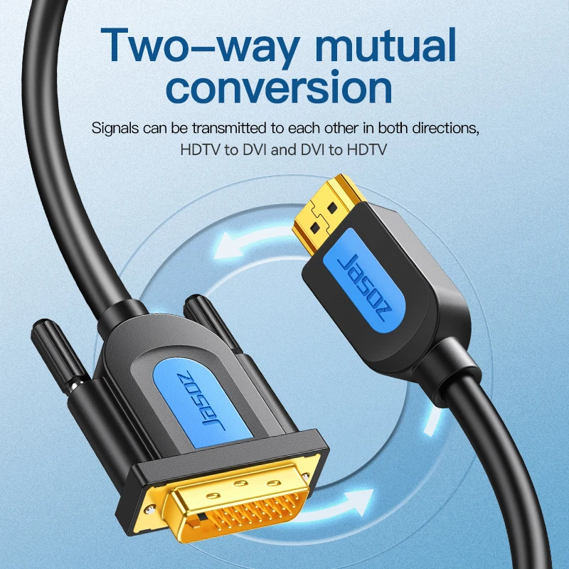 Jasoz HDMI-Compatible to DVI Cable HD 1080P DVI To HDMI Adapter Converter Bidirectional for Xbox PS4 TV Box Projector Monitor